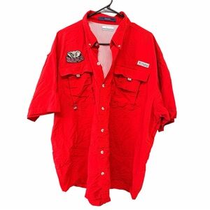 Columbia Red Short Sleeve Fishing Shirt with BAMA Patch